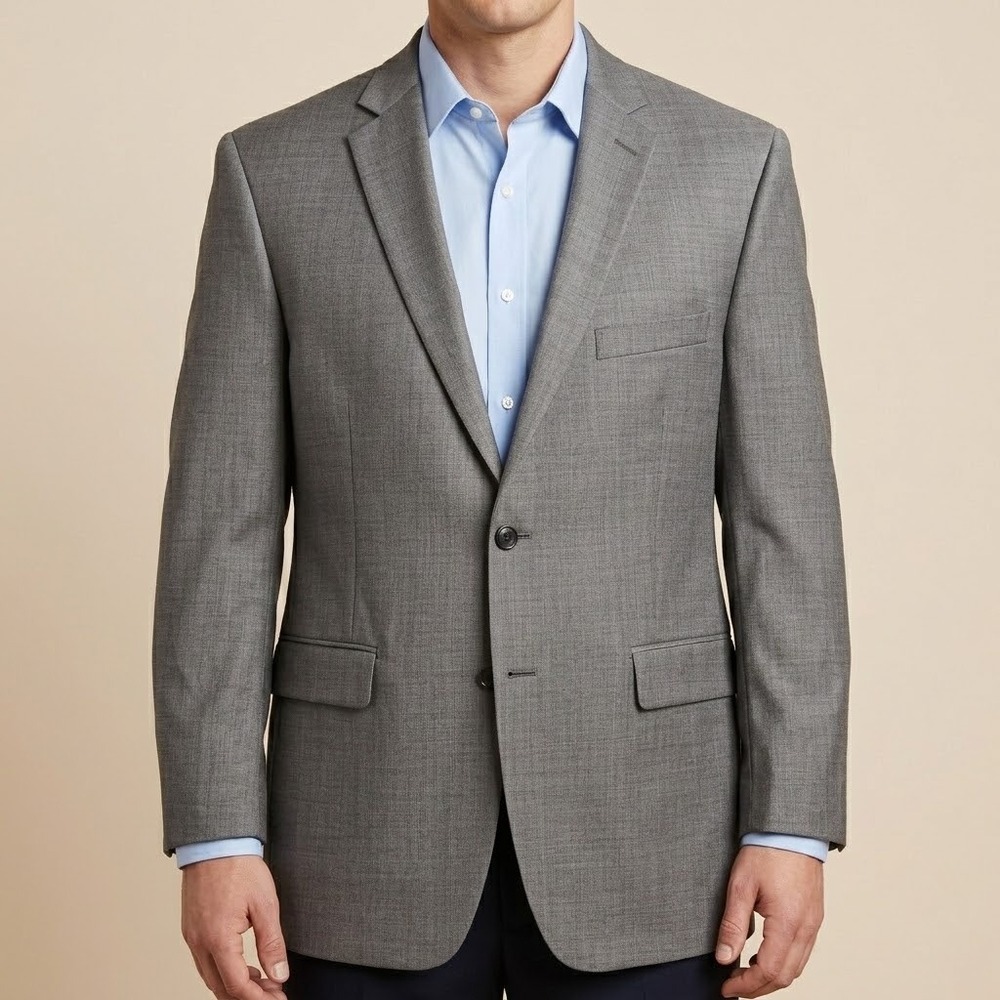 Tallia Wool Blazer Mens 46R Gray Classic Suit Jacket 100% Wool